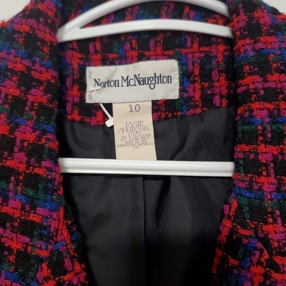 Norton McNaughton Red and Blue Plaid Blazer - Picture 5 of 7